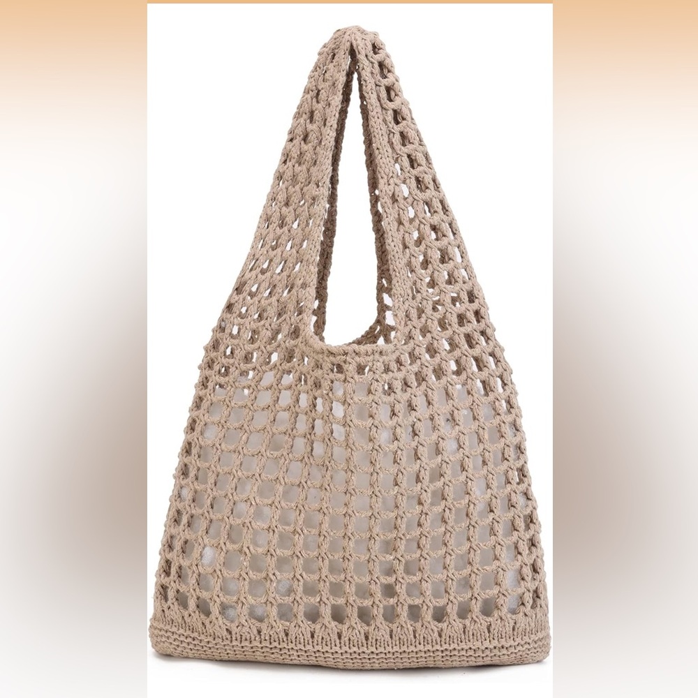 STIZIMN Crochet  Tote Shoulder HOBO BAG IN TAN